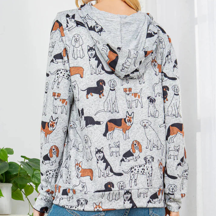 All Over Dog Print Hoodie