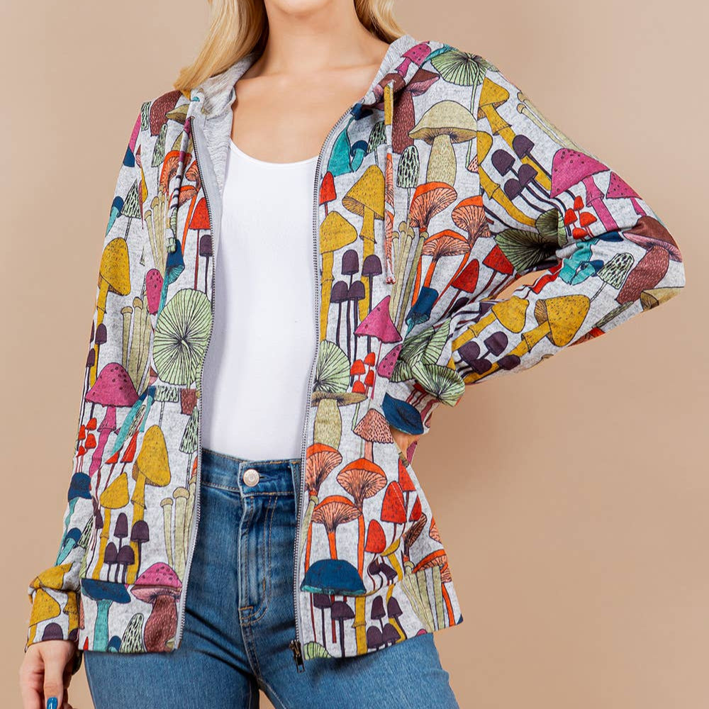 Colorful Mushroom Zipper Hoodie