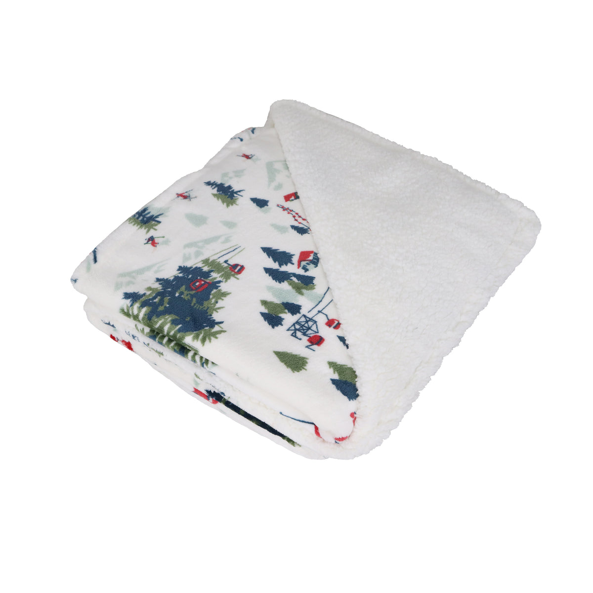 Holiday Skiers Sherpa Blanket