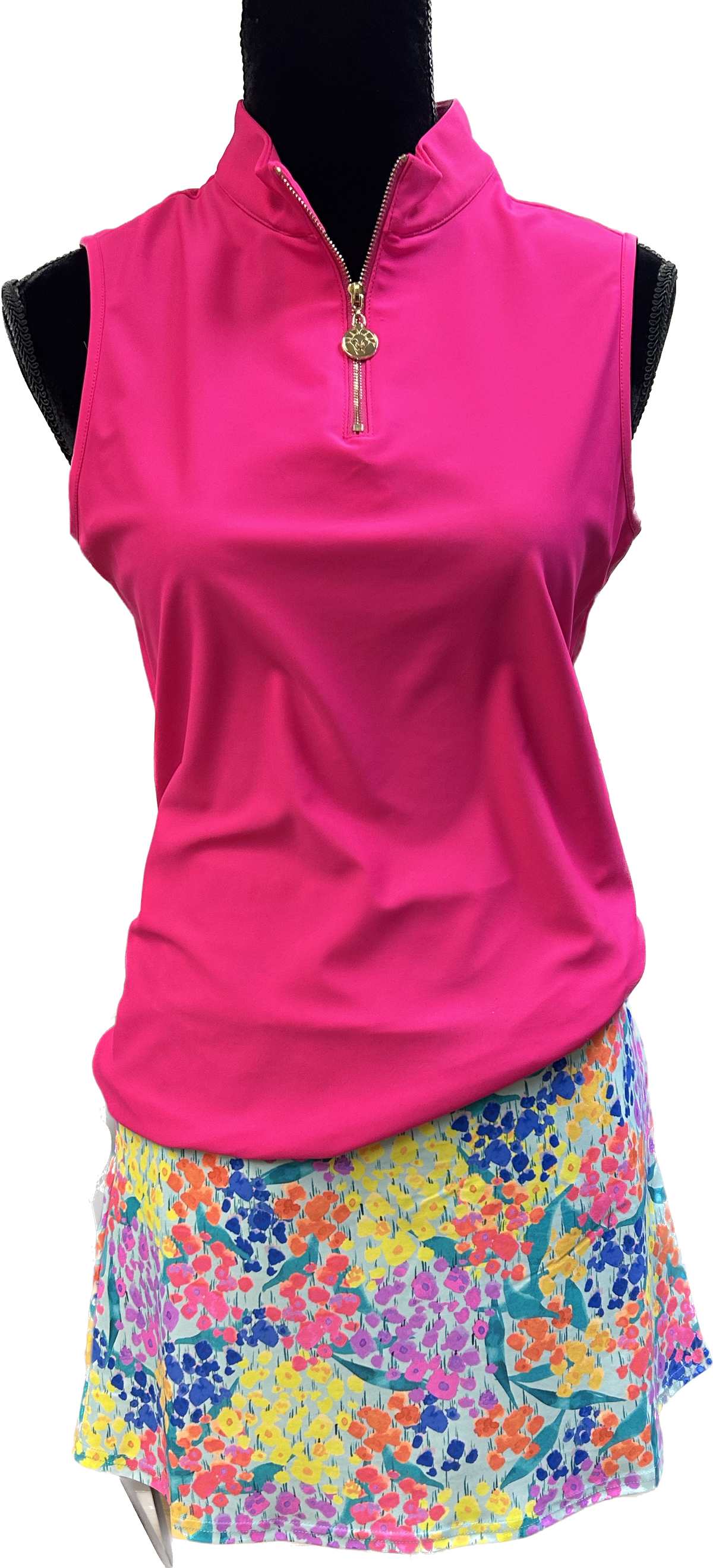 Hot Pink Sleeveless Top w/Zipper