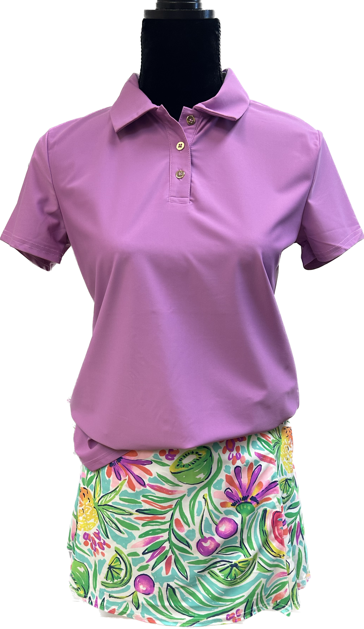 Lavender Short Sleeve Button Top