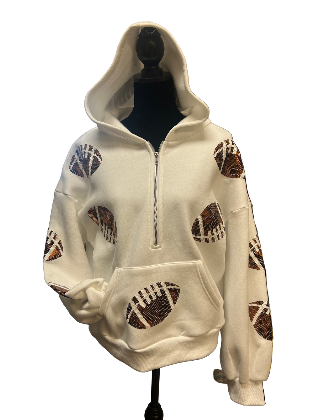 Game Day Sequin Half-Zip Hoodie