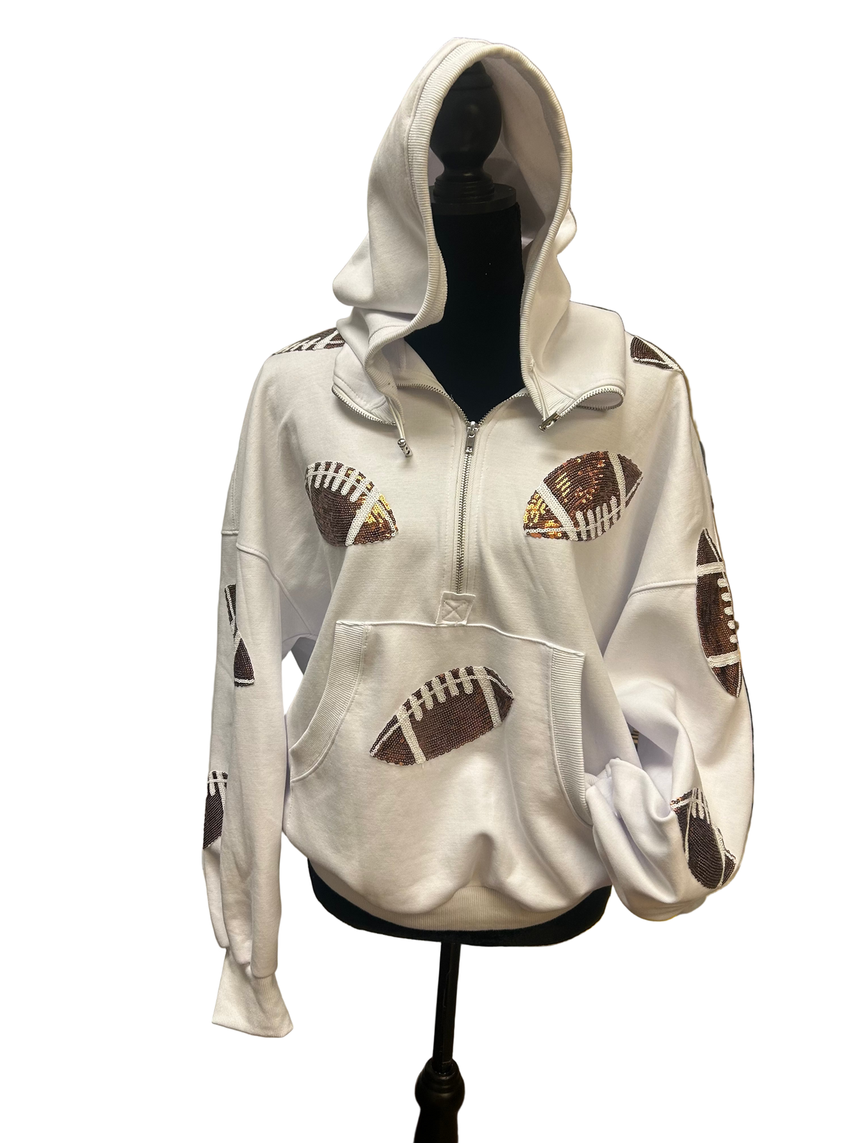 Sequin Football Zip Up Hoodie