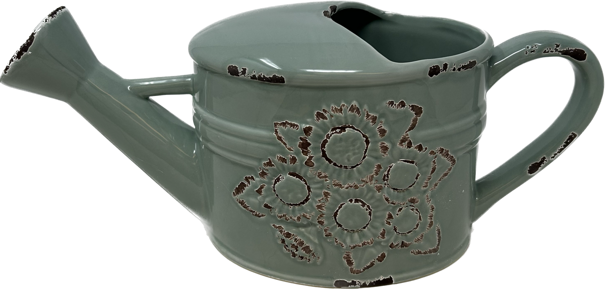 Ceramic Watering Can w/ Floral Design