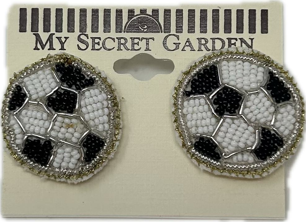 Beaded Sports Ball Post Earrings