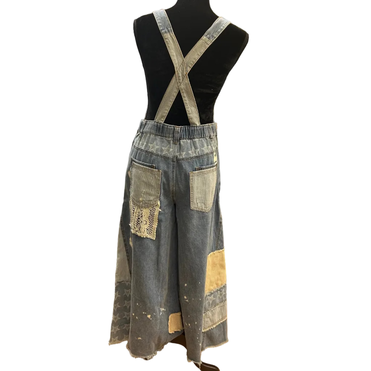 Denim Multi Patch Overalls