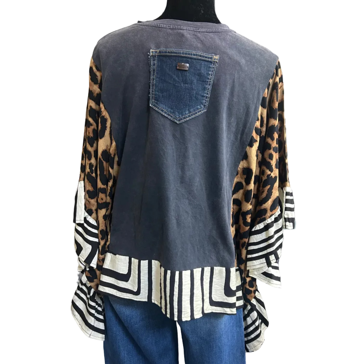 Mixed Print w/ Upcycled Rock Band Tee