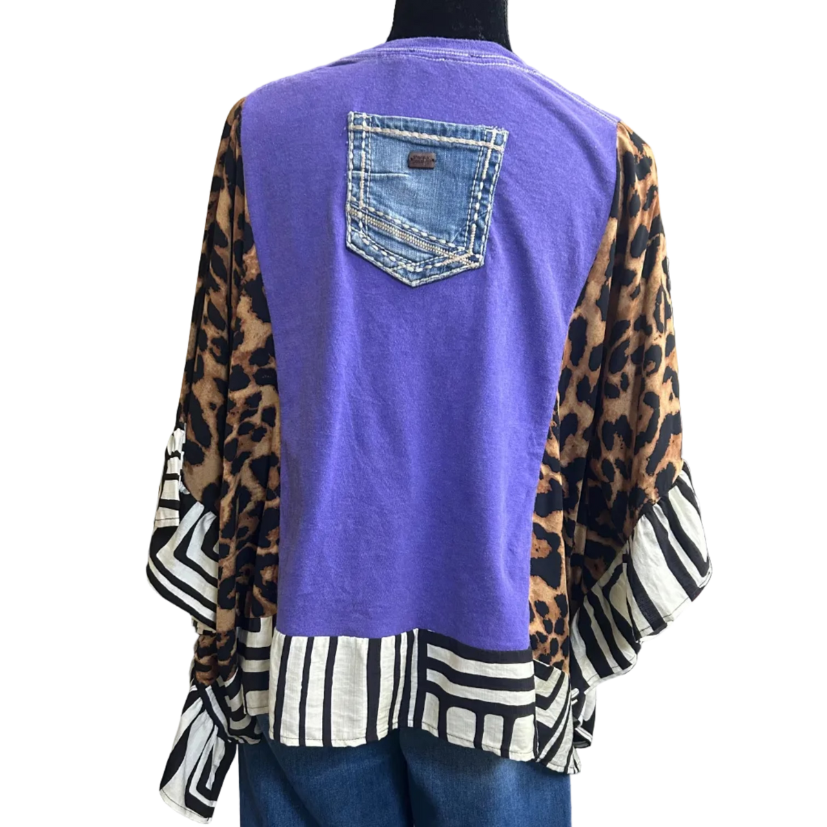 Mixed Print w/ Upcycled Rock Band Tee