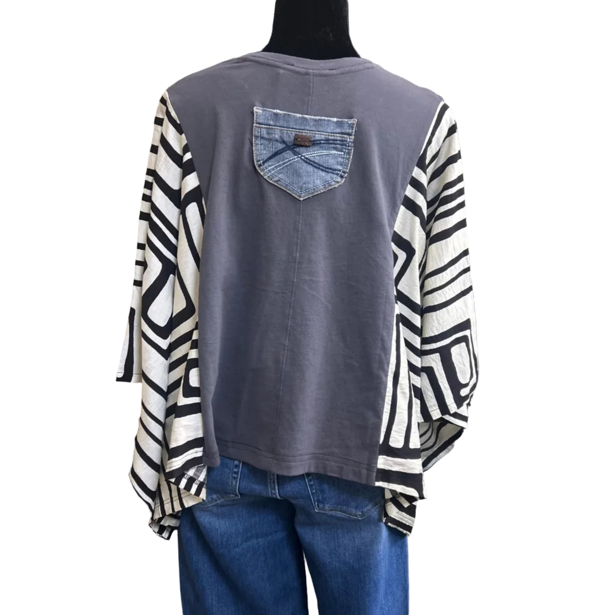 Mixed Print w/ Upcycled Rock Band Tee