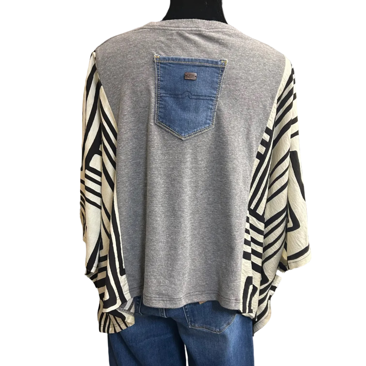 Mixed Print w/ Upcycled Rock Band Tee