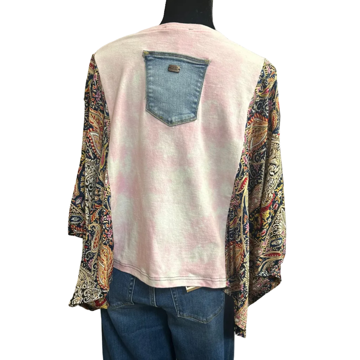 Mixed Print w/ Upcycled Rock Band Tee