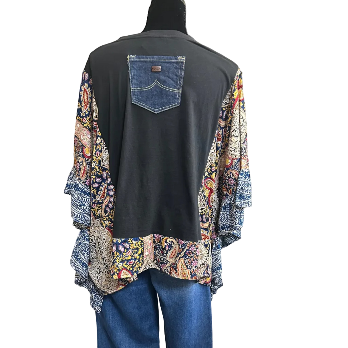 Mixed Print w/ Upcycled Rock Band Tee
