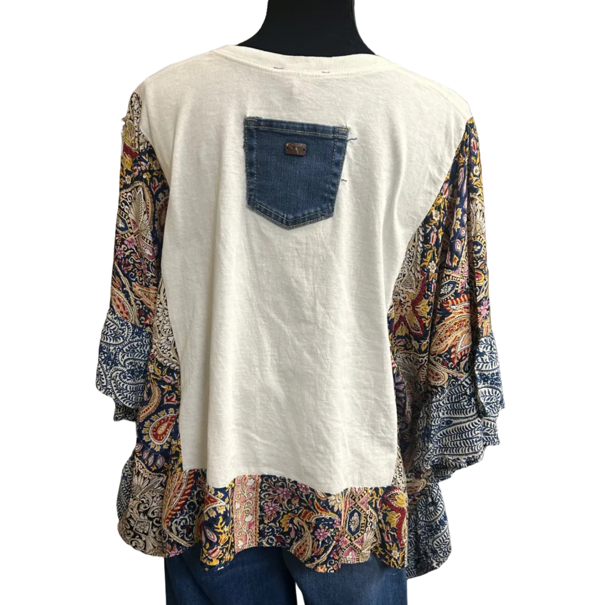 Mixed Print w/ Upcycled Rock Band Tee