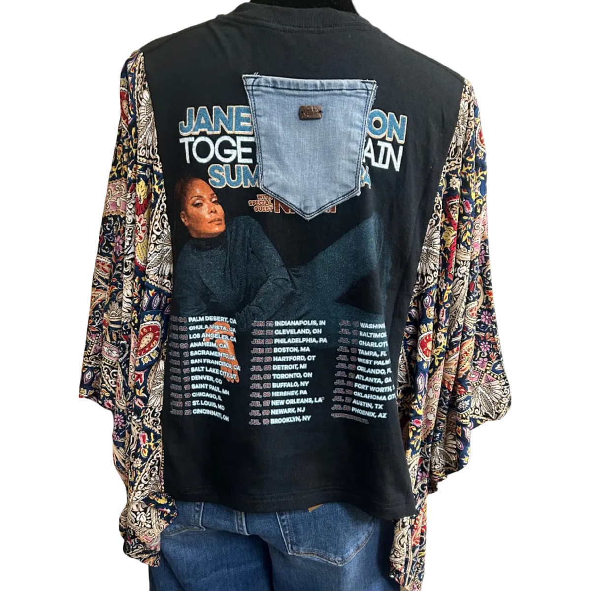 Mixed Print w/ Upcycled Rock Band Tee