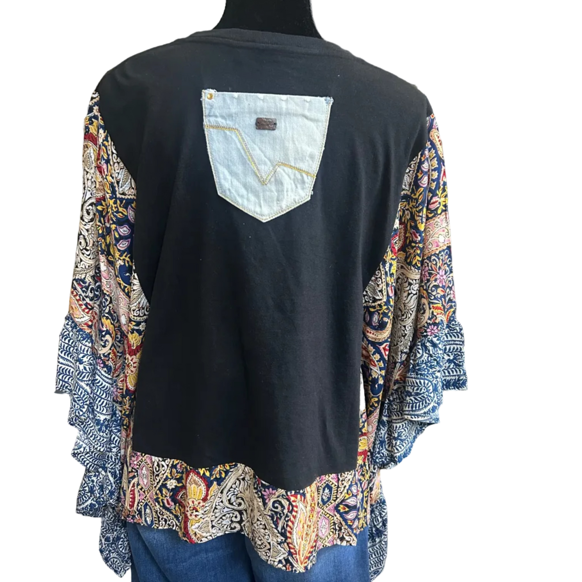 Mixed Print w/ Upcycled Rock Band Tee