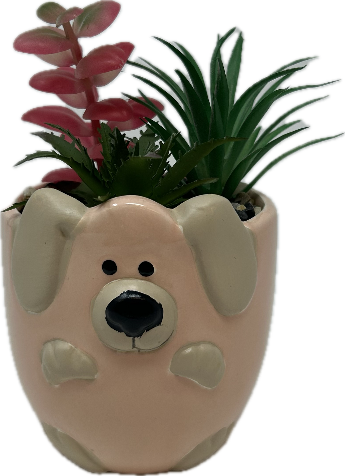 5.9&quot;H Ceramic Dog &amp; Cat Potted Succulent