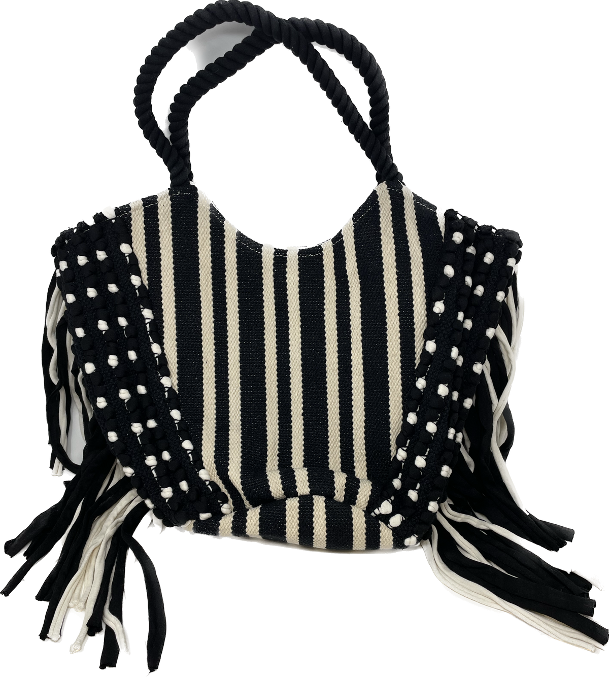 Black/White Fringe Tote