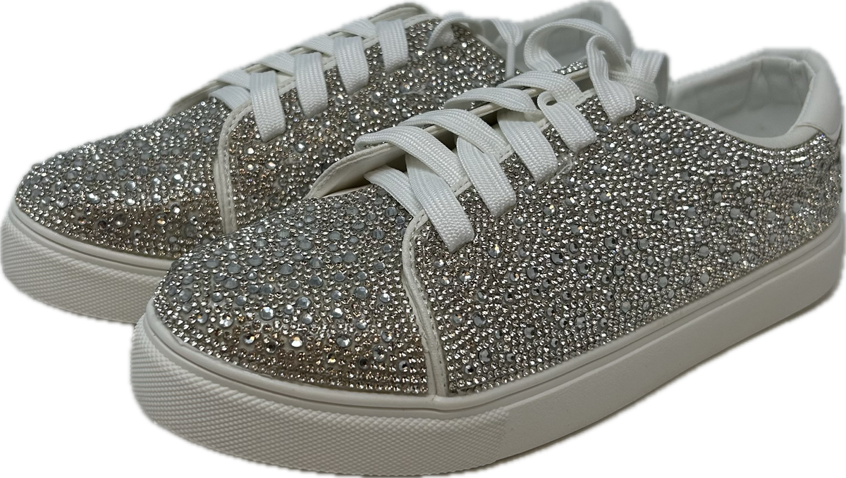 White Bedazzled Tennis Shoe