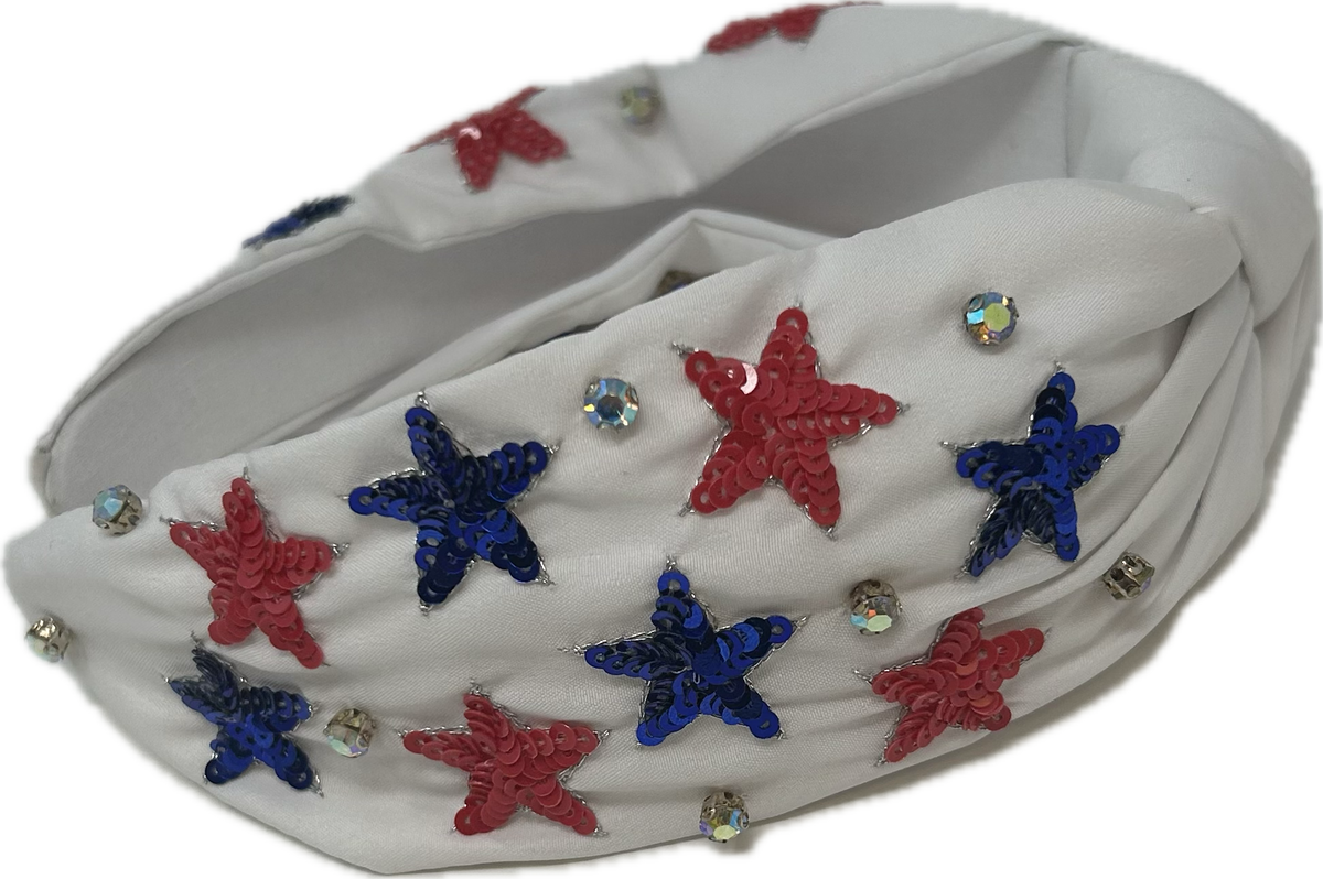 Patriotic Sequin Headband w/ Knot