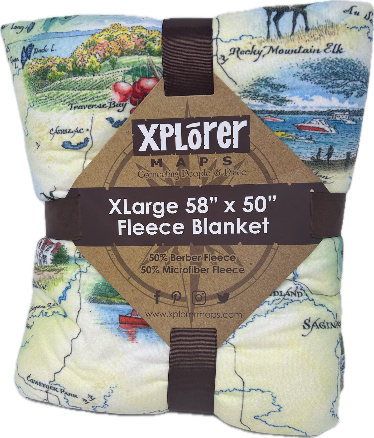MI Maps XL Fleece Blanket 58&quot;x50&quot;