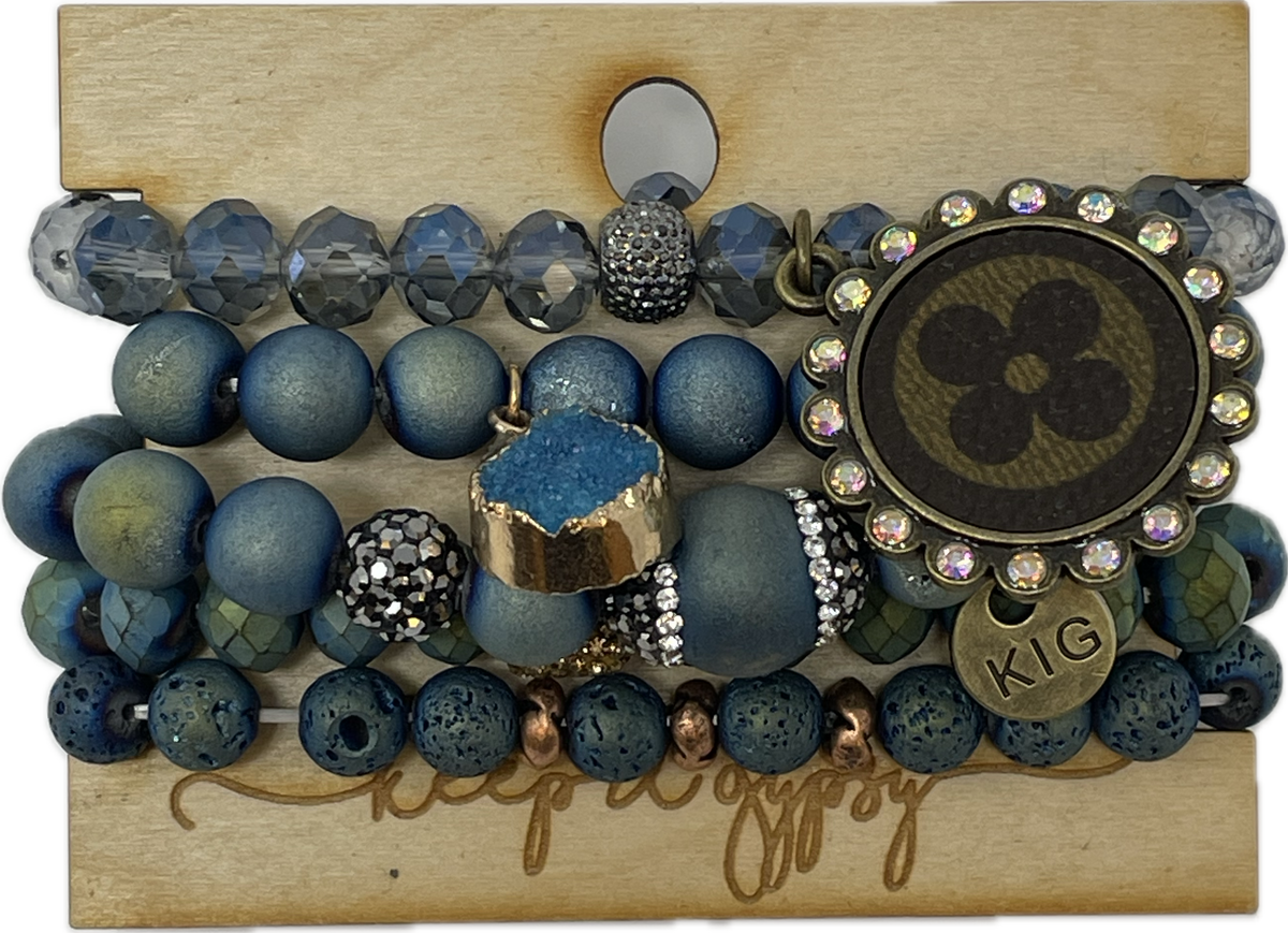 Gypsy LV 5 Strand Blue Shimmer Bracelet