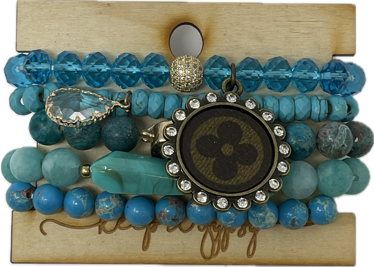 Gypsy LV 5 Strand Turquoise Bracelet
