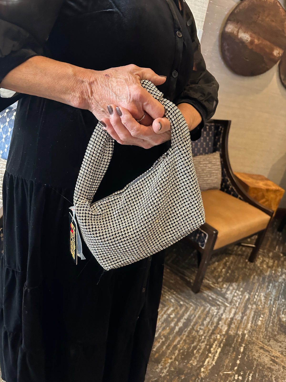 Evening Rhinestone Slouch Handbag