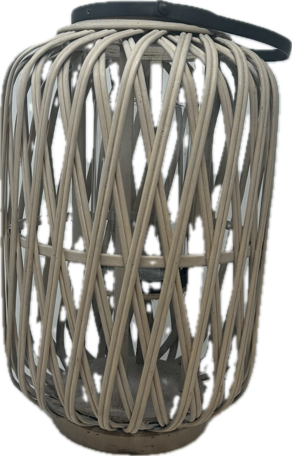 15&quot; H Metal Bamboo &amp; Glass Lantern