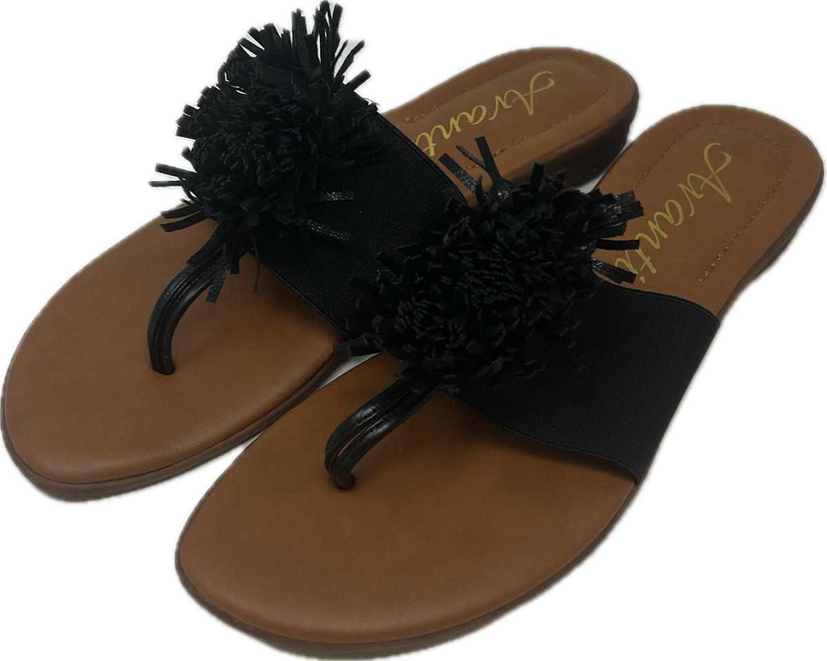 Black Flip Flop w/Tassels