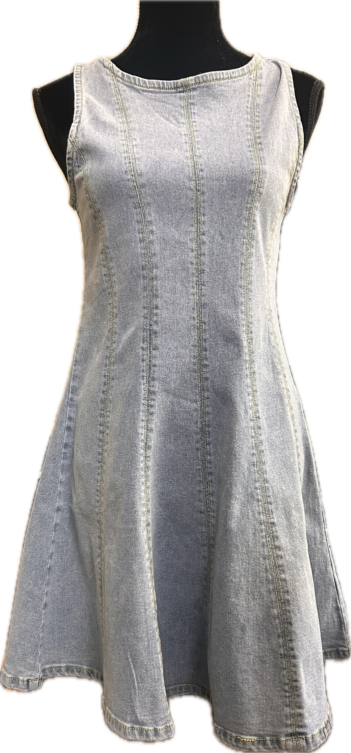 Denim Sleeveless Fit/Flare Mini Dress