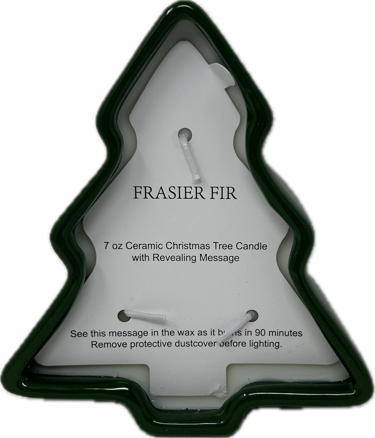 Ceramic Christmas Tree Message Reveal Candle 7oz.