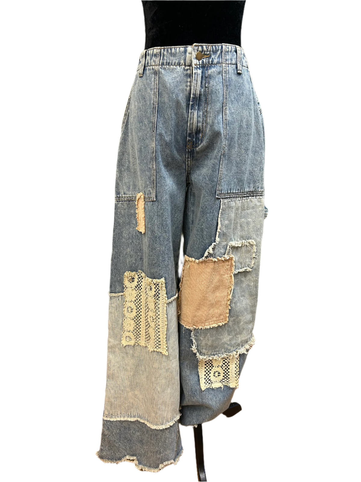 Washed Multi Patch Denim Jeans