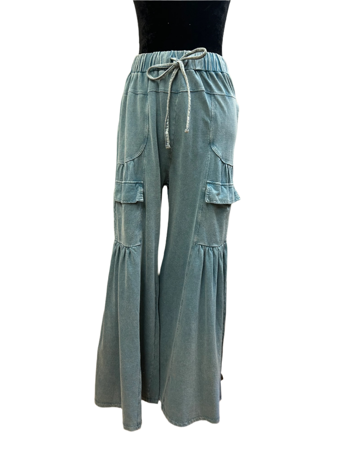 Teal Mineral Washed Terry Knit Pant