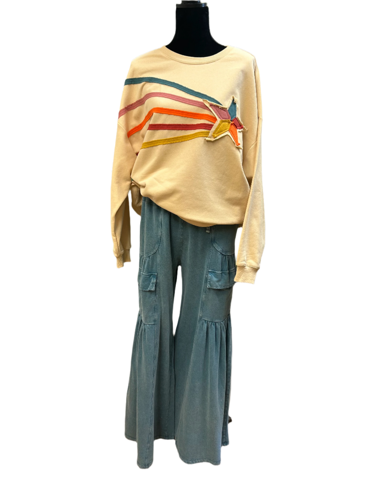 Teal Mineral Washed Terry Knit Pant