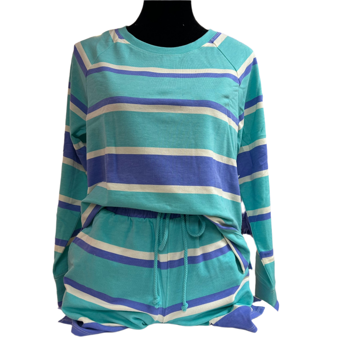 Sweatshirt &amp; Short Lounge Set Stripes
