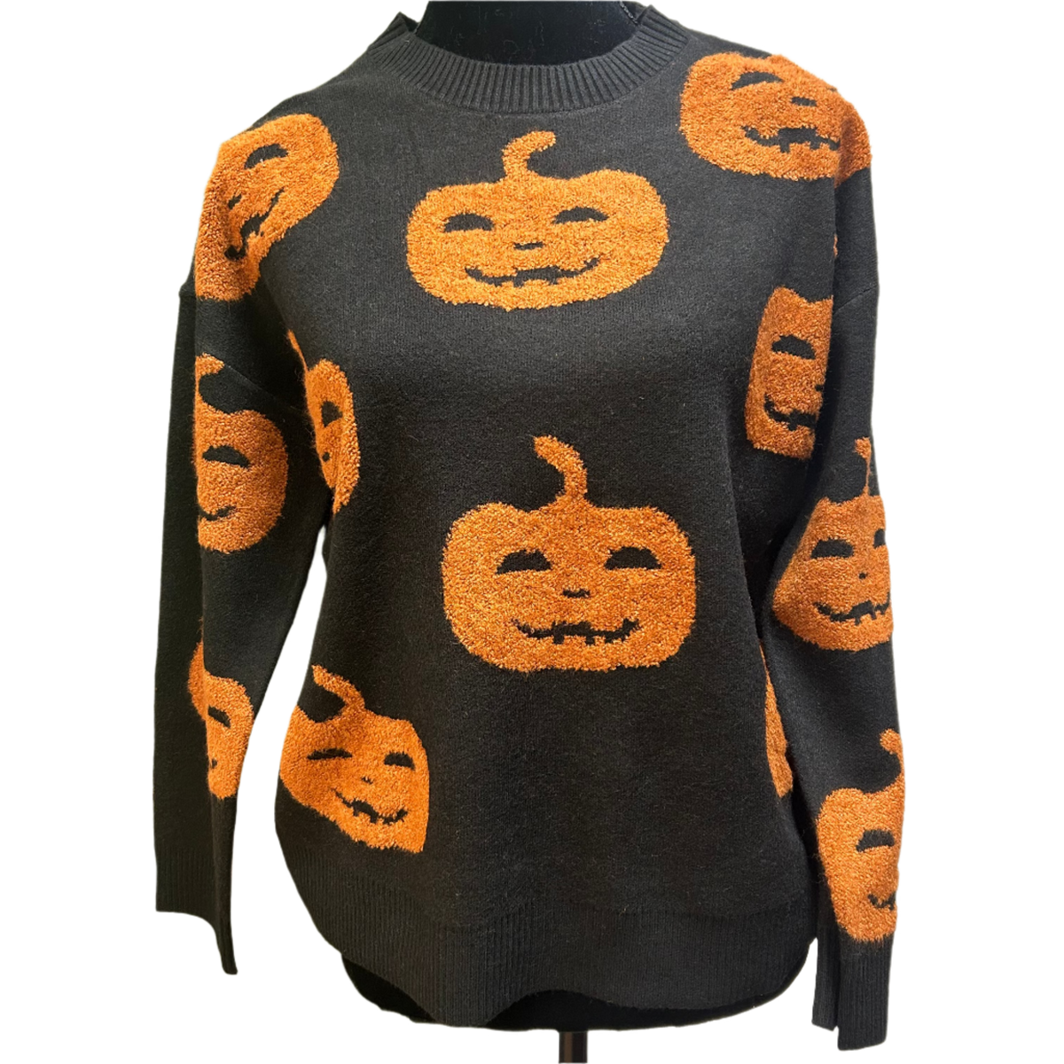 Knit 3D Jack-O-Lantern Sweater