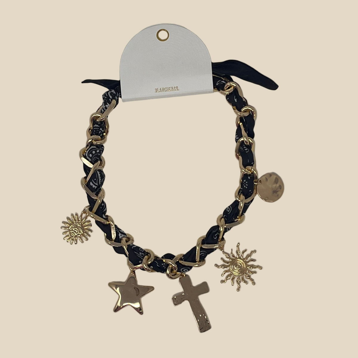 Fabric Necklace w/Charm