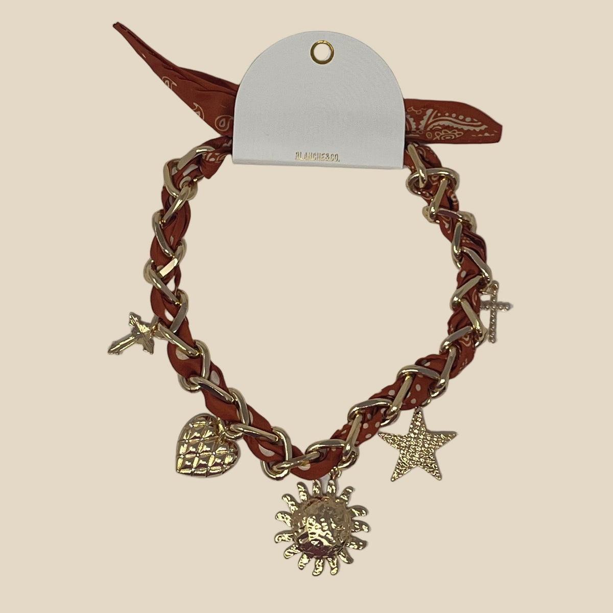Fabric Necklace w/Charm