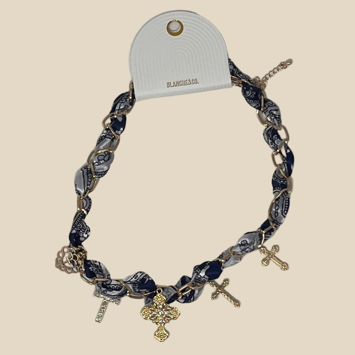 Fabric Necklace w/Charm