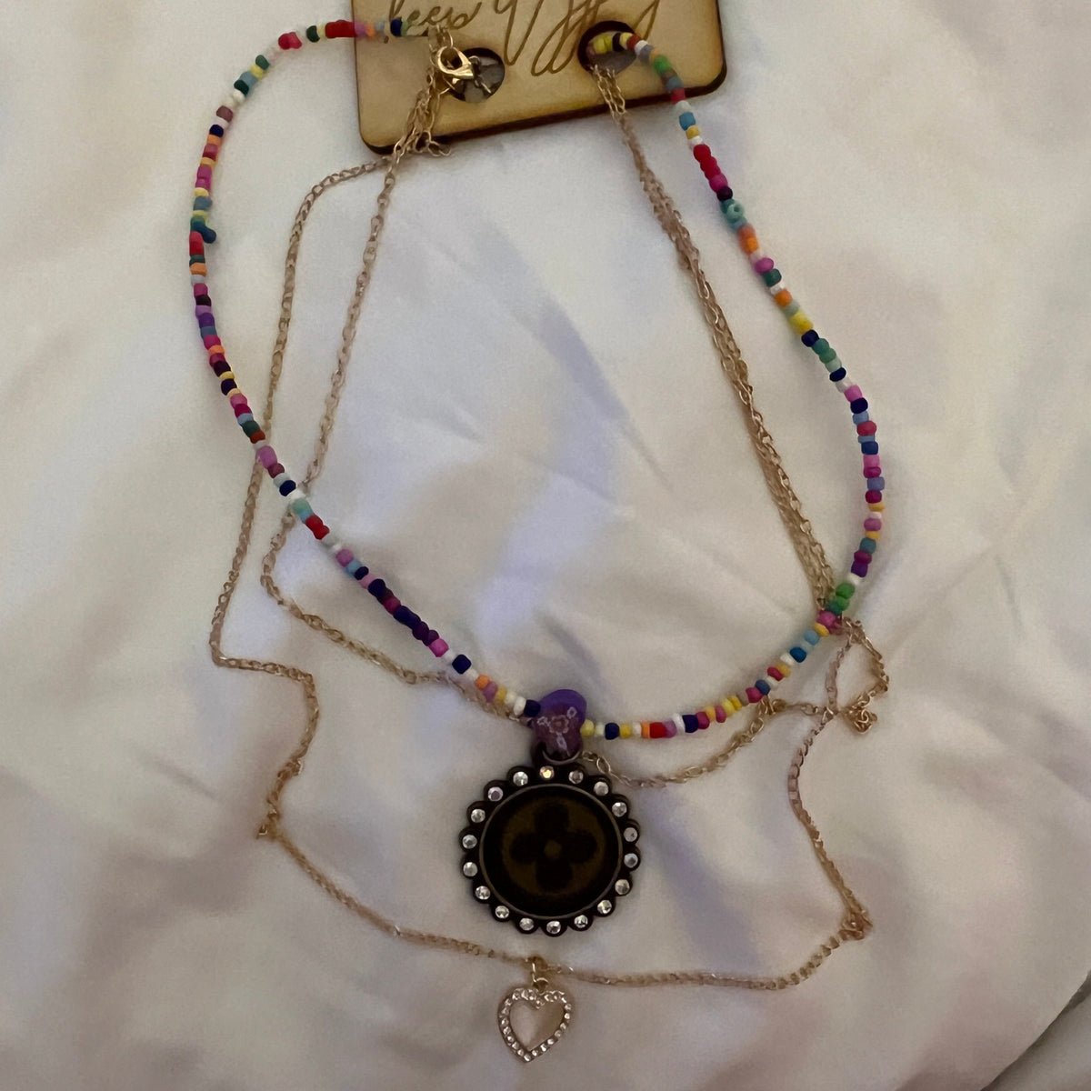 Gypsy LV Multicolor Bead Gold Necklace