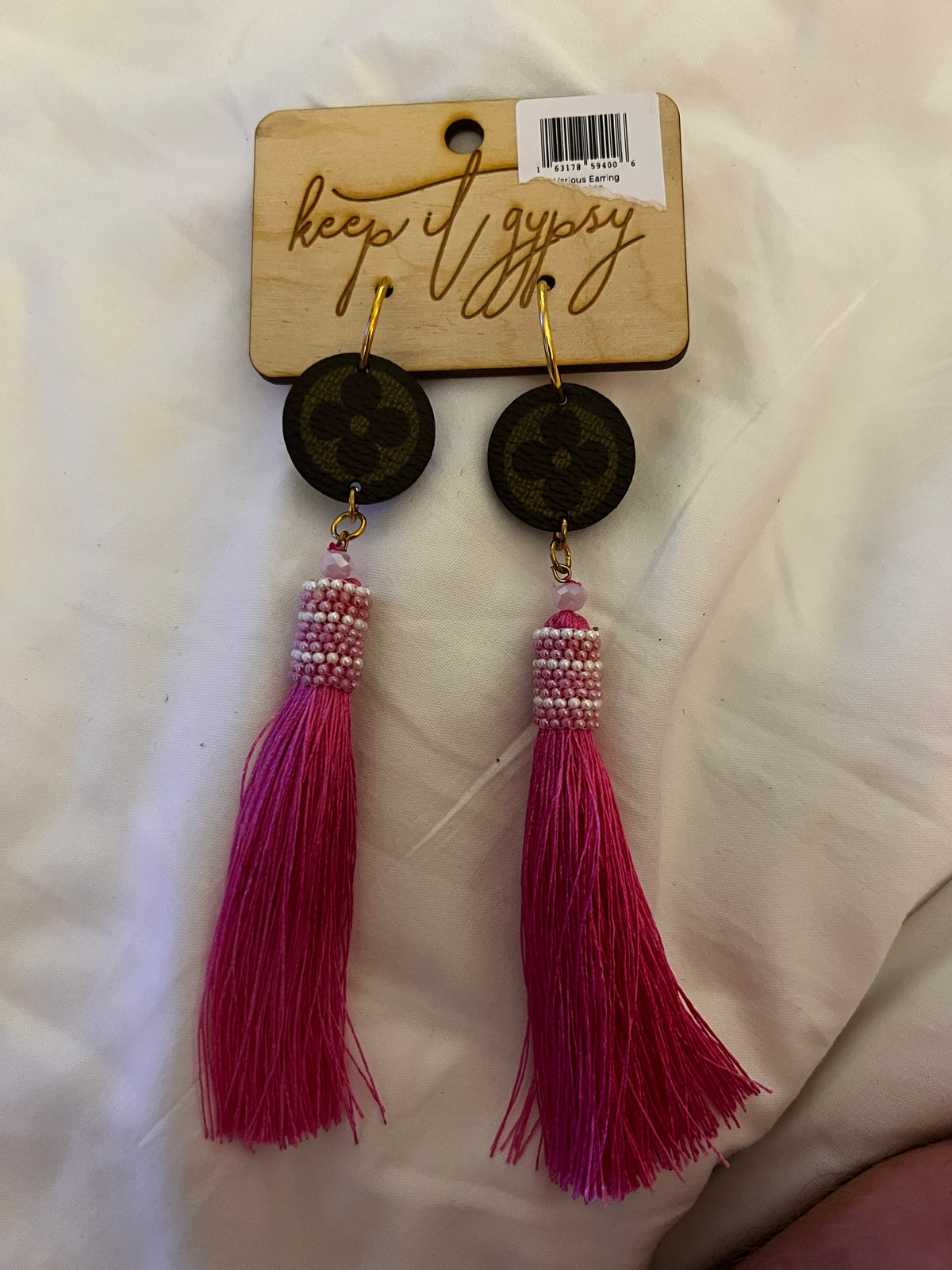 Gypsy LV Pink tassle earrings
