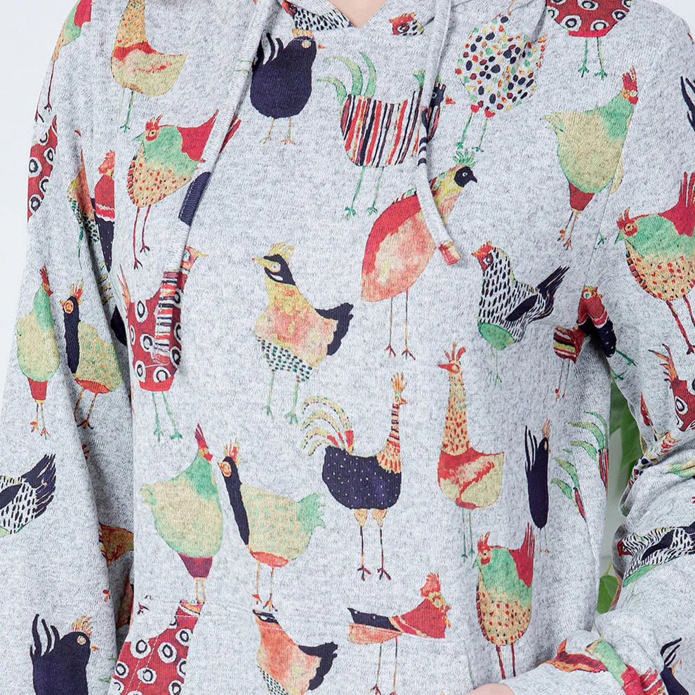 Colorful Chicken Knit Hoodie