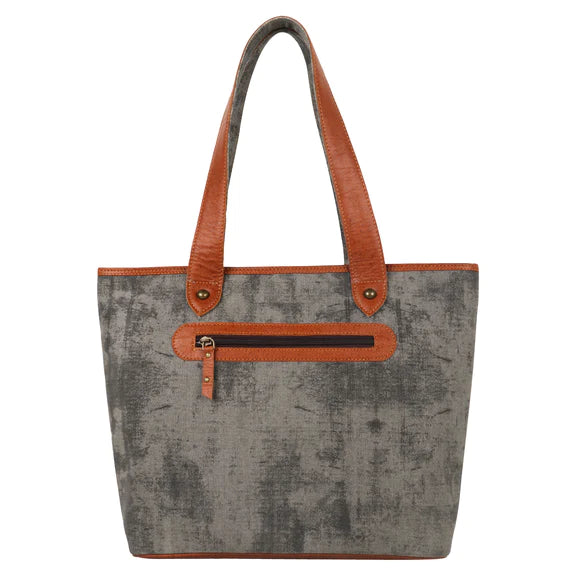 Inde Black Tote Bag Gray Stripes Vaan &amp; Co