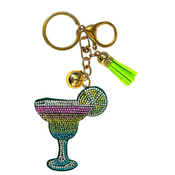 Rhinestones on Suede Keychain