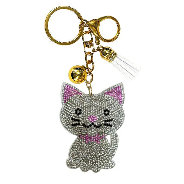 Rhinestones on Suede Keychain