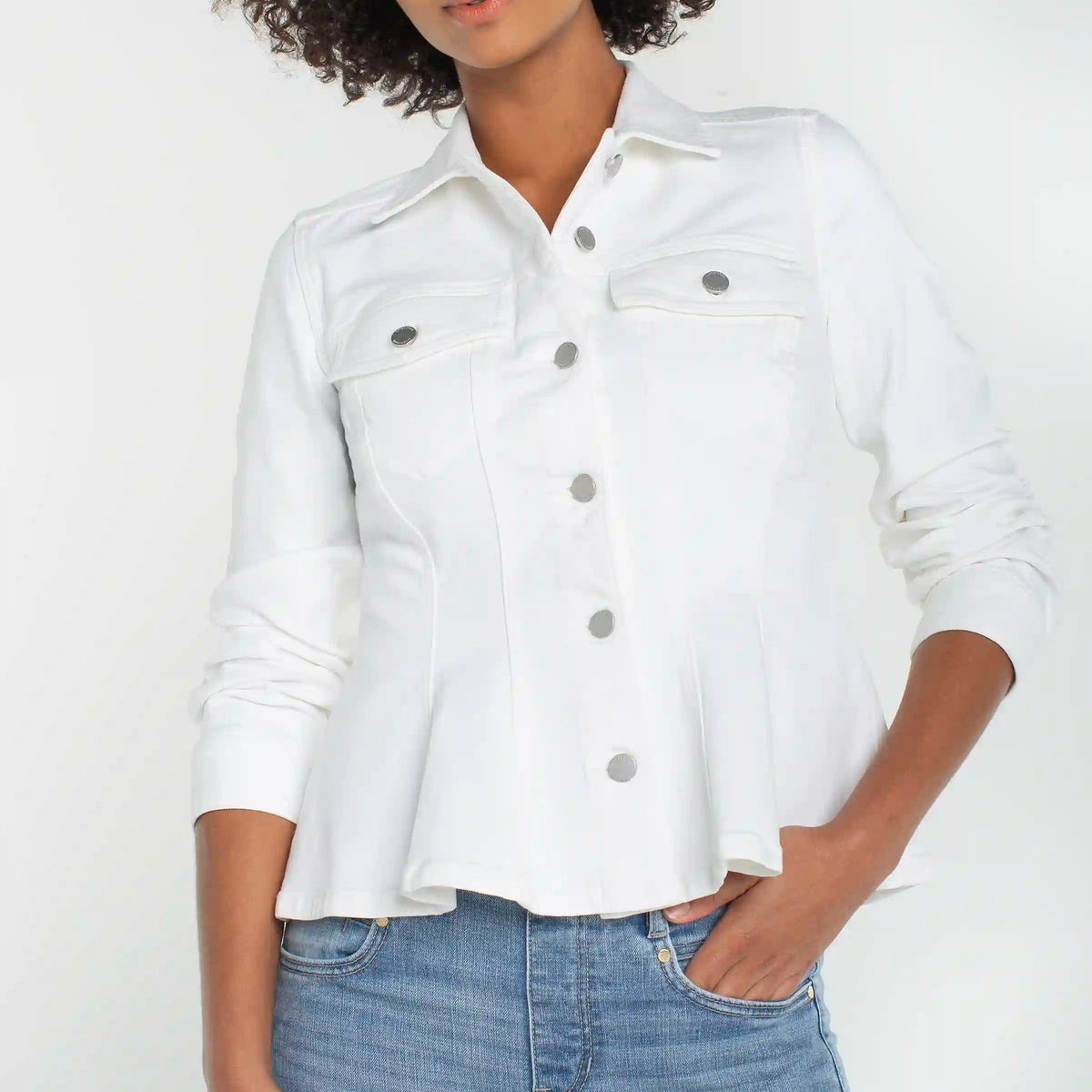 Bright White Fit And Flare Trucker Jacket
