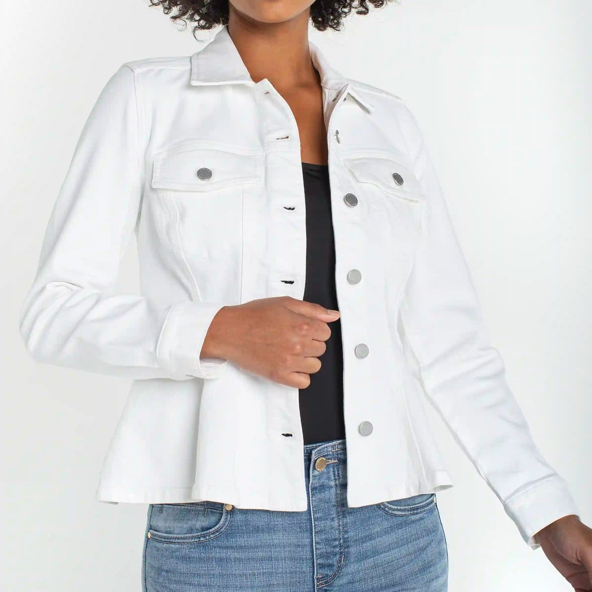 Bright White Fit And Flare Trucker Jacket