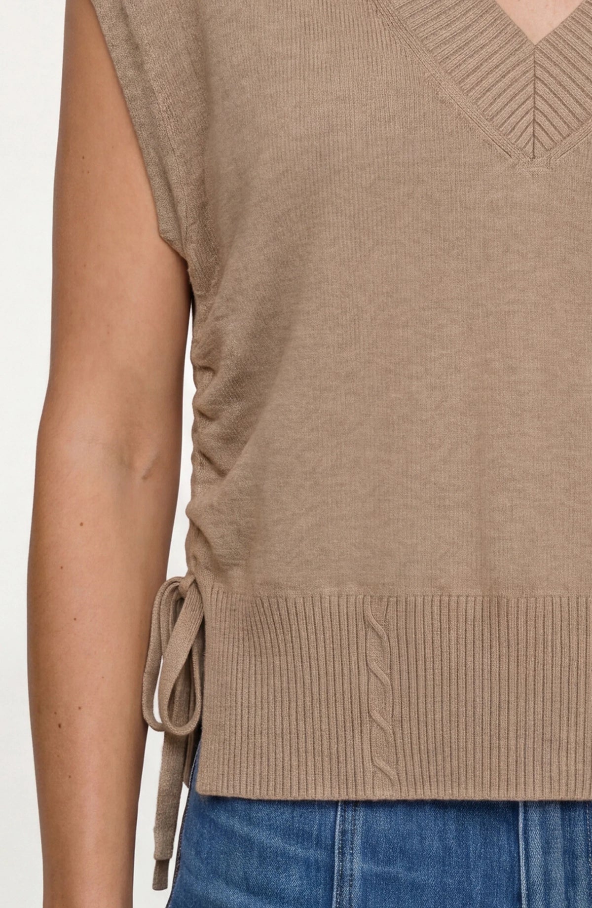 Harvest Khaki V-neck Dolmen Top