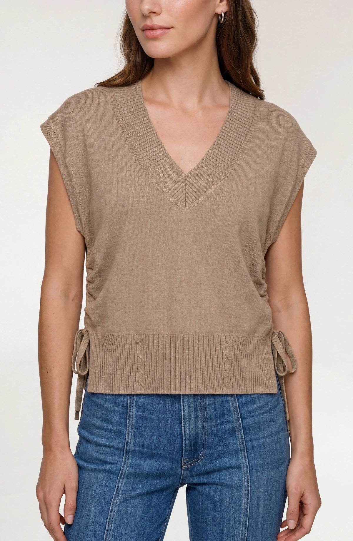 Harvest Khaki V-neck Dolmen Top