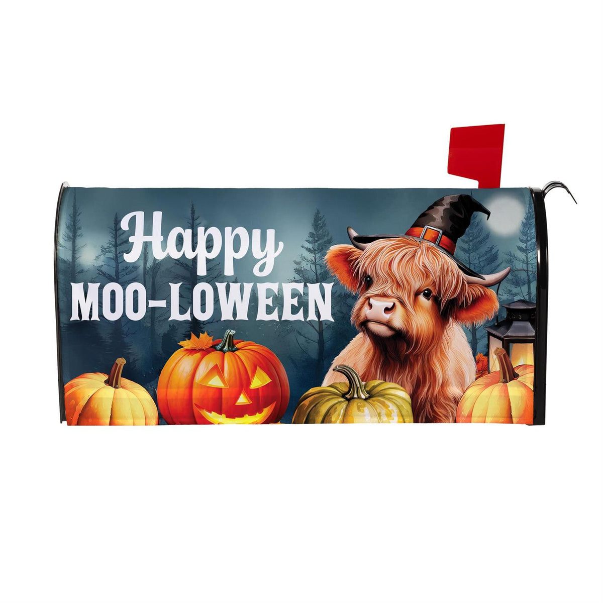 Haunted Highland Cow Mailbox Cover